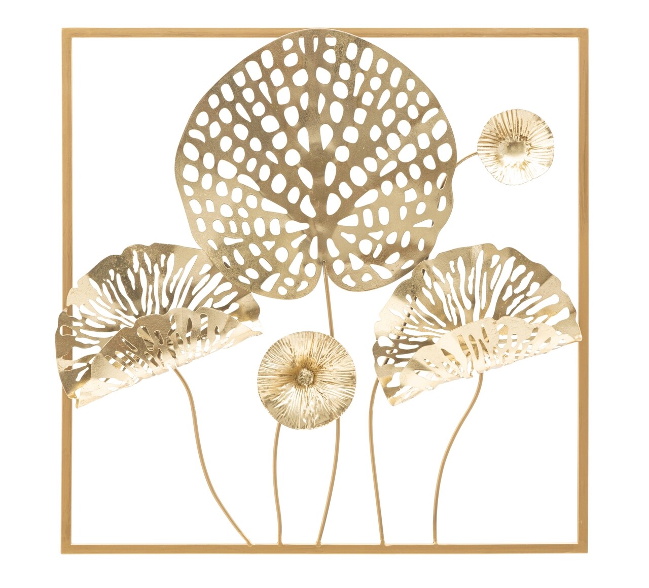 Decoratiune de perete Gold Flowers, Mauro Ferretti, 50x50 cm, fier, multicolor - imagine 7